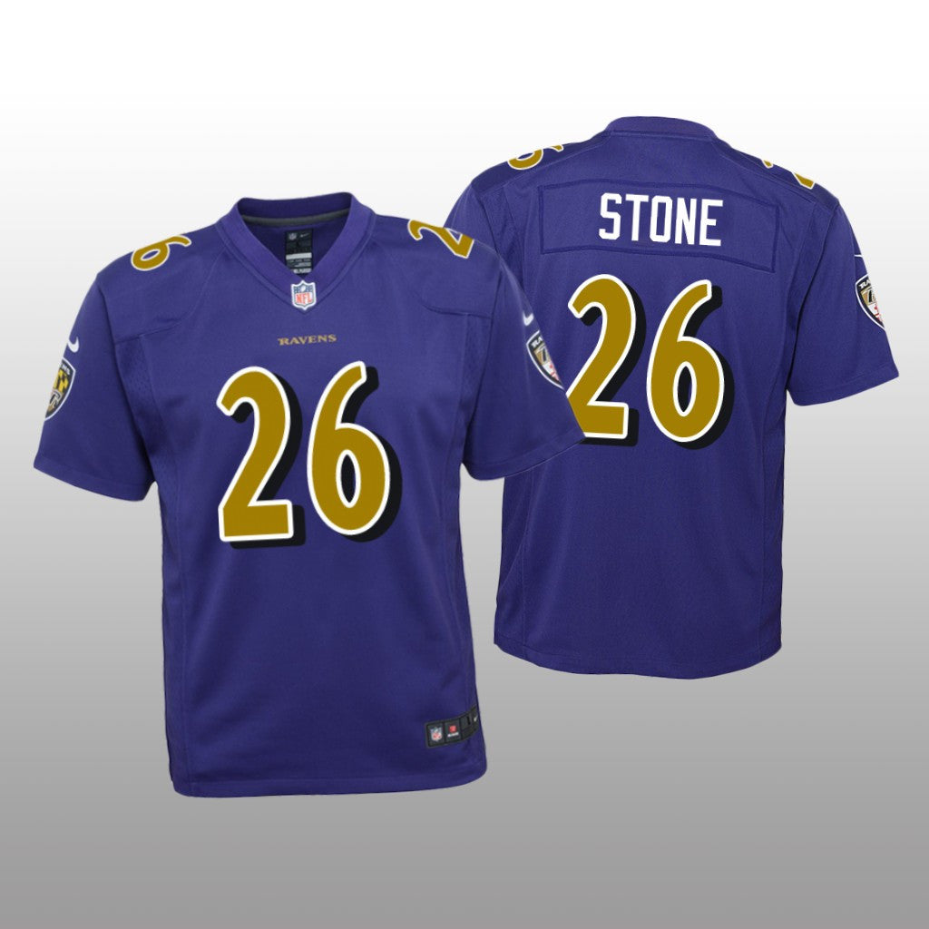 Baltimore Ravens Geno Stone Purple Jersey Color Rush Game Youth