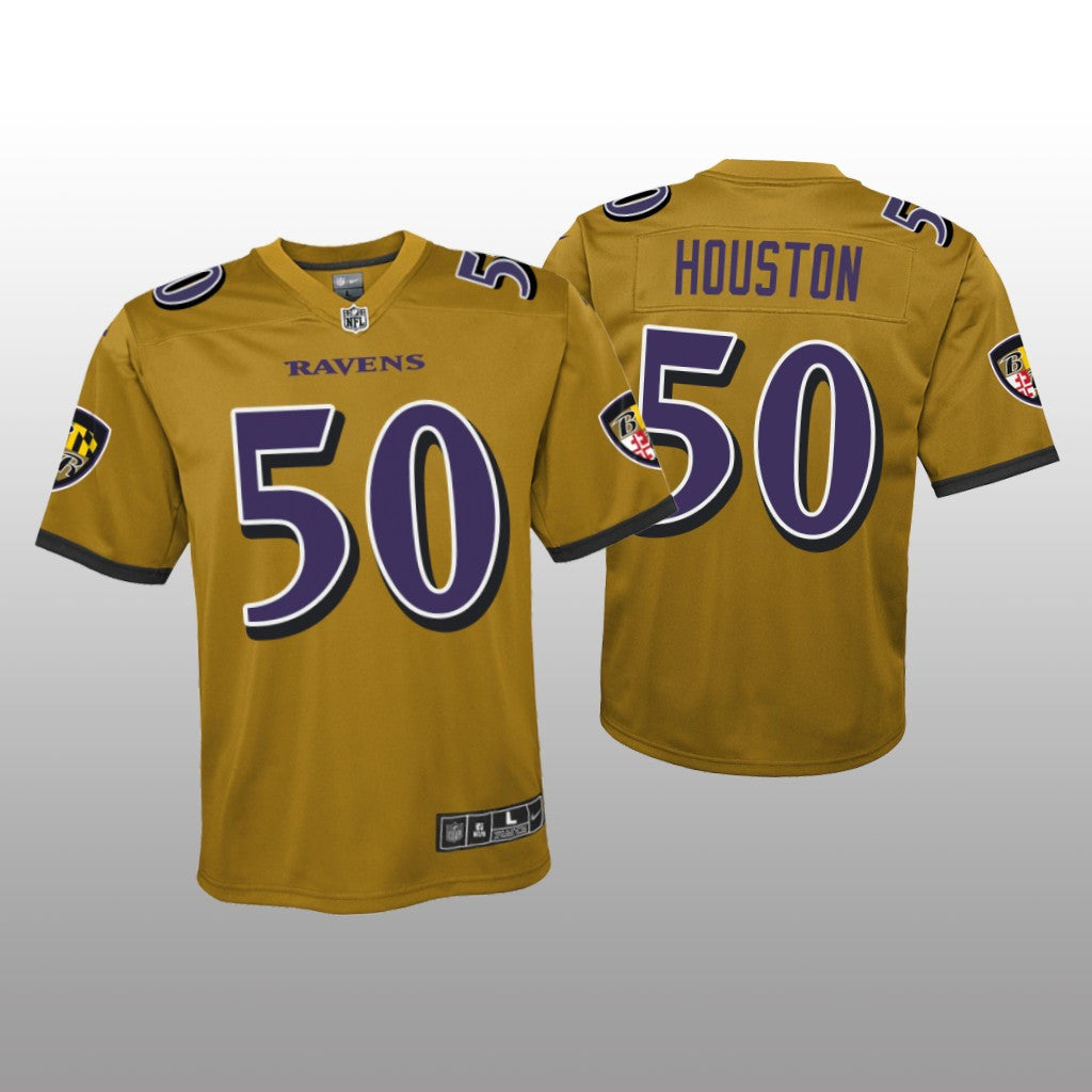 Baltimore Ravens Justin Houston Gold Jersey Inverted Game Youth