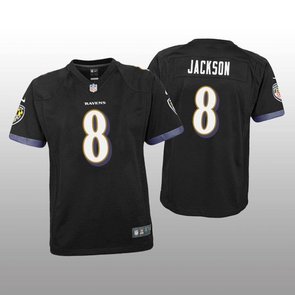 Baltimore Ravens Lamar Jackson Black Jersey Game Youth