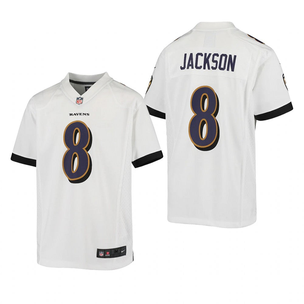 Baltimore Ravens Lamar Jackson White Jersey Game Youth