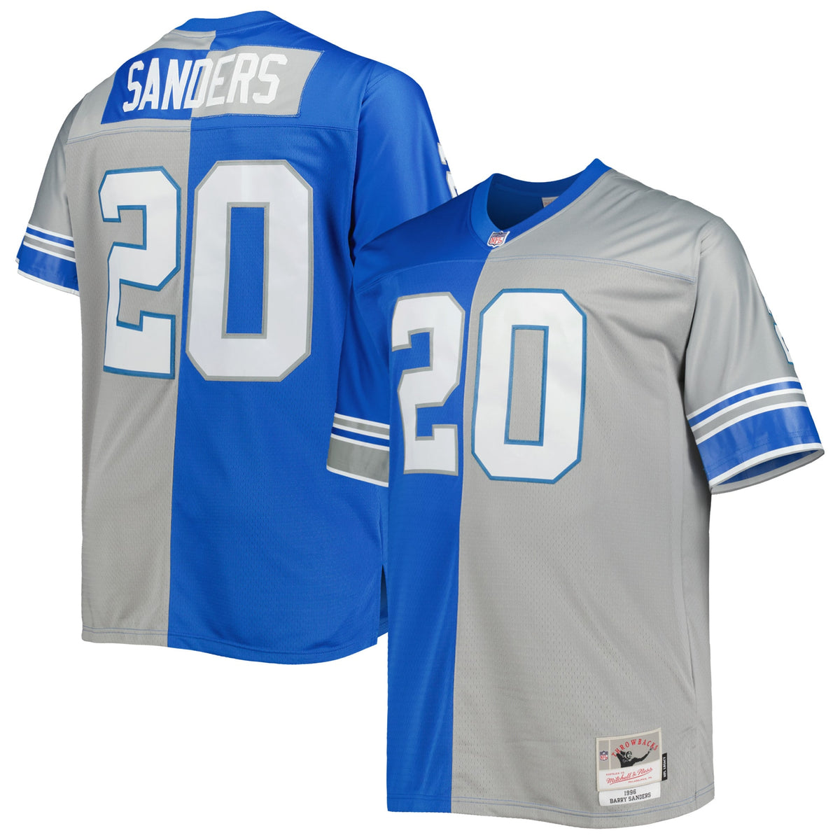 Barry Sanders Detroit Lions Mitchell Ness Big Tall Split Legacy Retired Player Replica Jersey Blue-Silver
