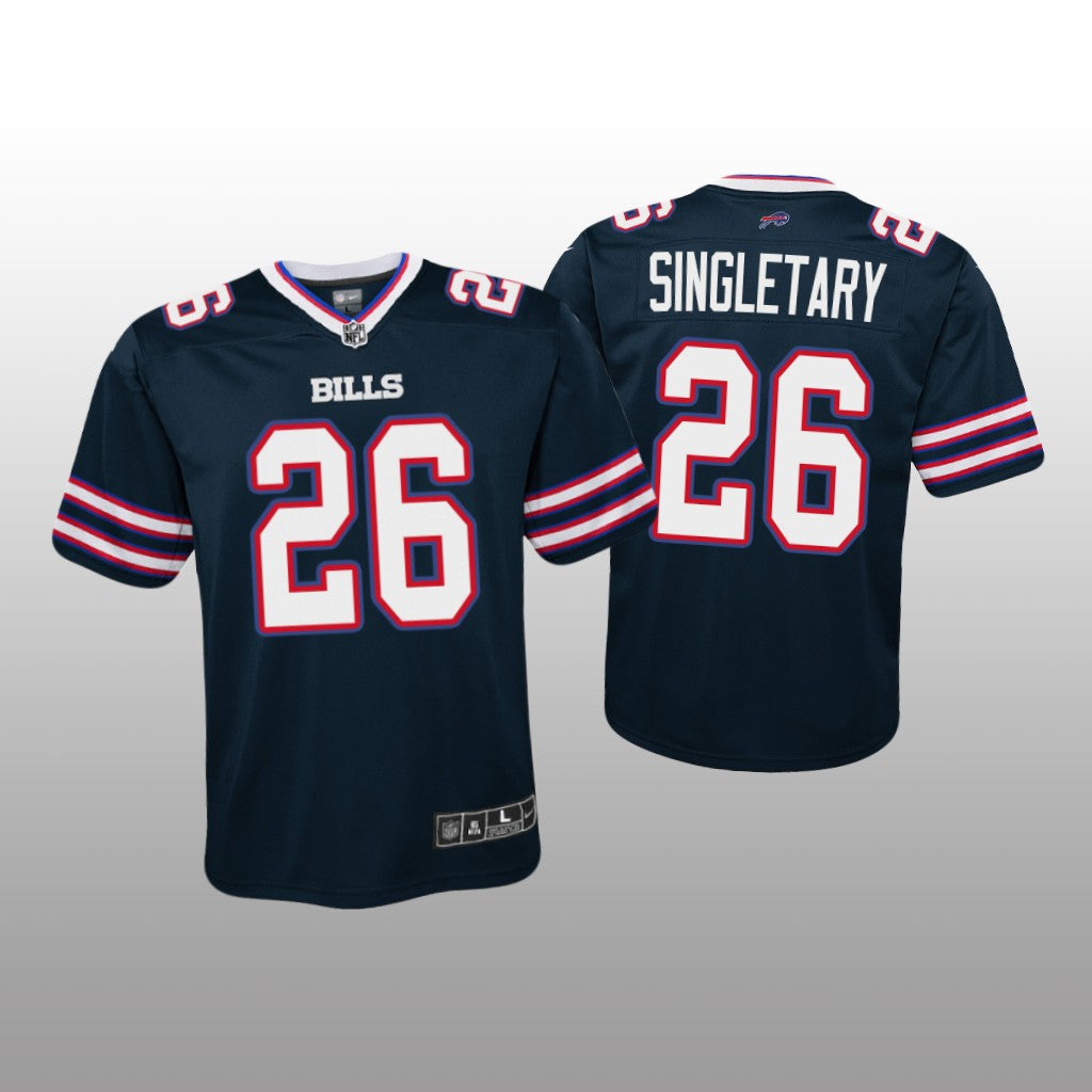 Buffalo Bills Devin Singletary Navy Jersey Inverted Game Youth