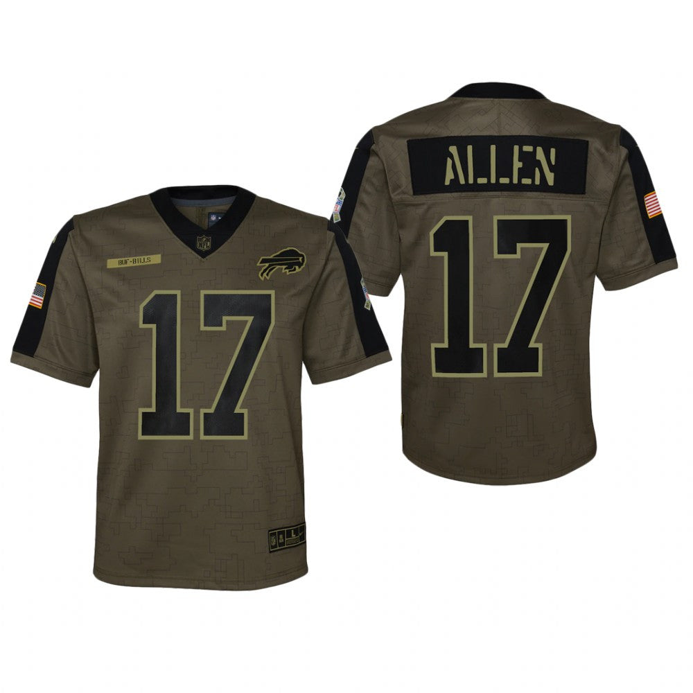 Buffalo Bills Josh Allen Olive Game Jersey Salute To Service Youth