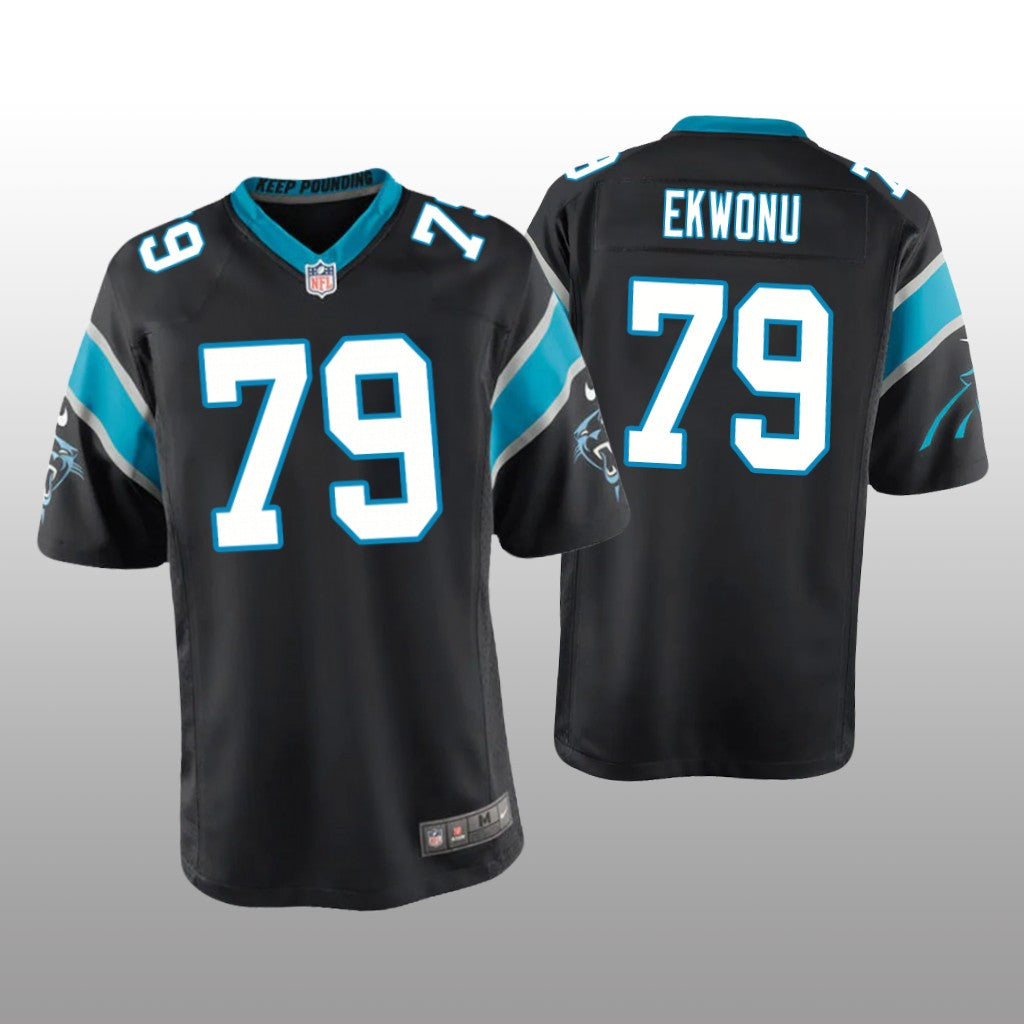 Carolina Panthers Ikem Ekwonu Black Jersey Game Youth