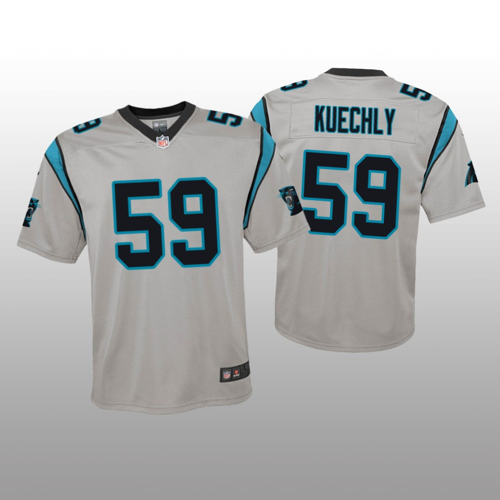 Carolina Panthers Luke Kuechly Silver Jersey Inverted Game Youth