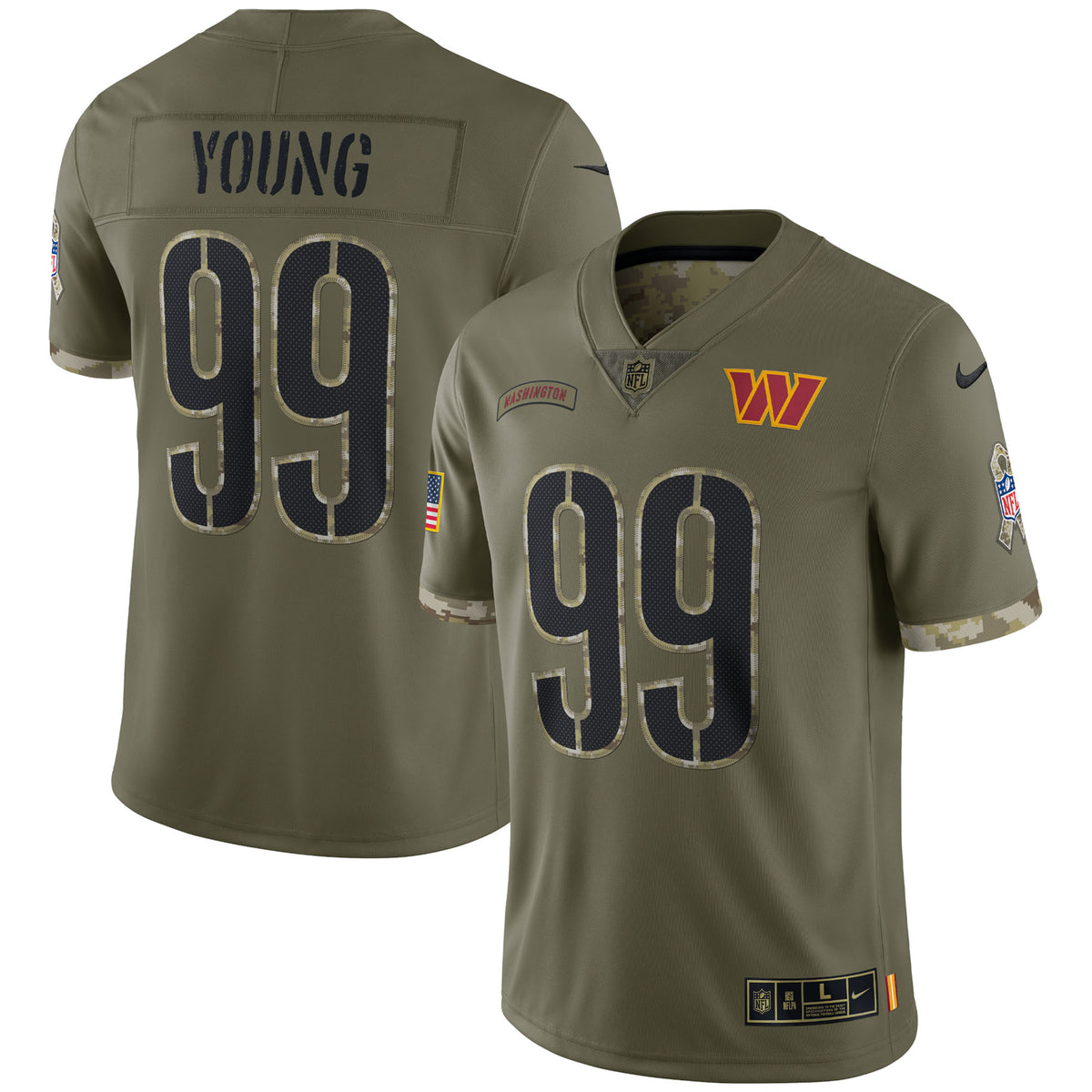 Chase Young Washington Commanders Nike 2022 Salute To Service Limited Jersey Olive
