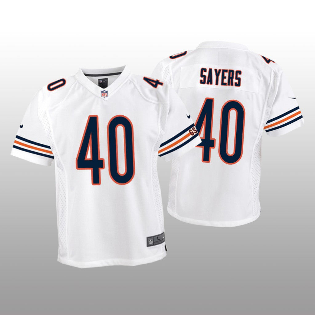 Chicago Bears #40 White Gale Sayers Game Jersey Youth