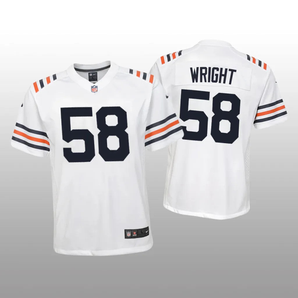 Chicago Bears Darnell Wright White Jersey Classic Game Youth
