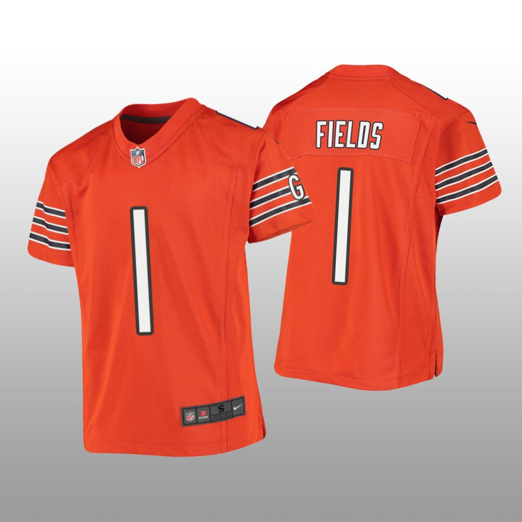 Chicago Bears Justin Fields Orange Jersey Game Youth