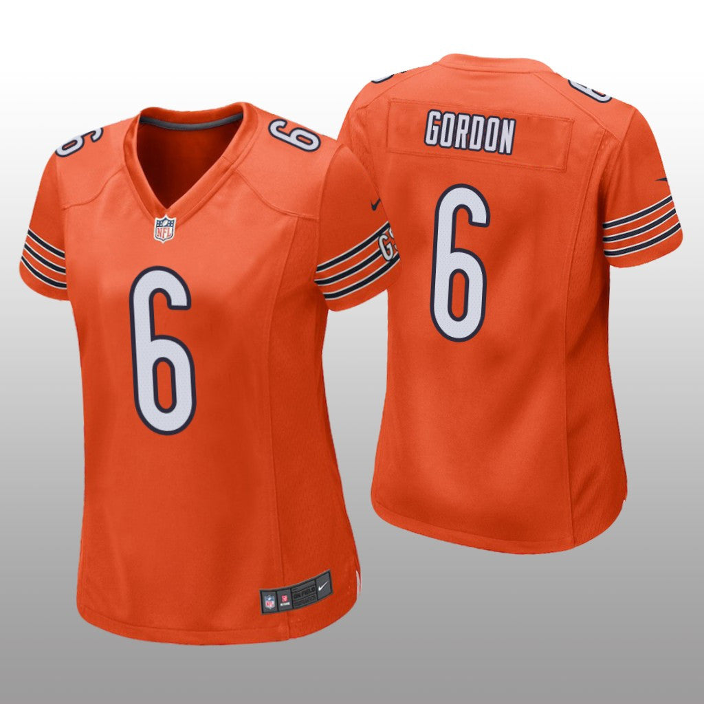 Chicago Bears Kyler Gordon Orange Jersey Game Women's
