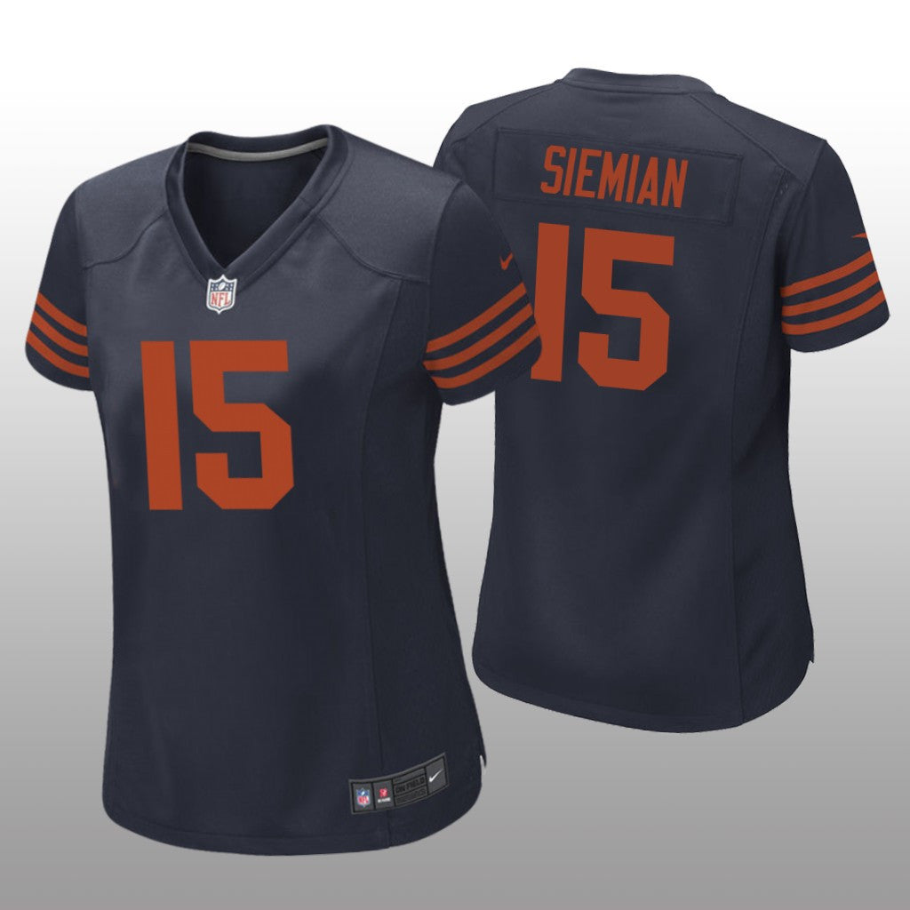 Chicago Bears Trevor Siemian Navy Jersey Throwback Game Women's
