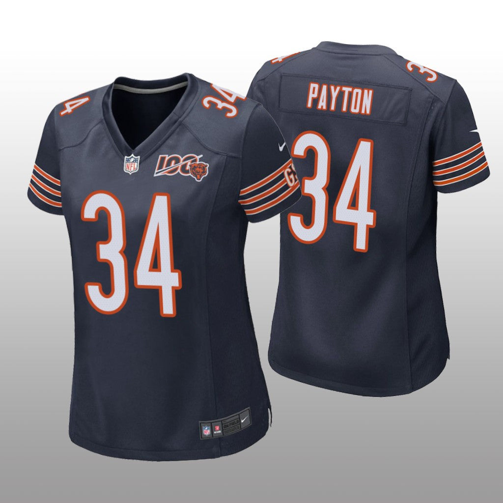 Chicago Bears Walter Payton Navy Game Jersey 100th Season Women's