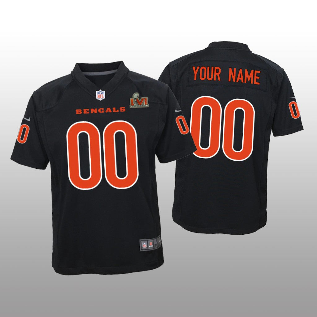 Cincinnati Bengals Custom Black Game Fashion Jersey Super Bowl LVI Youth