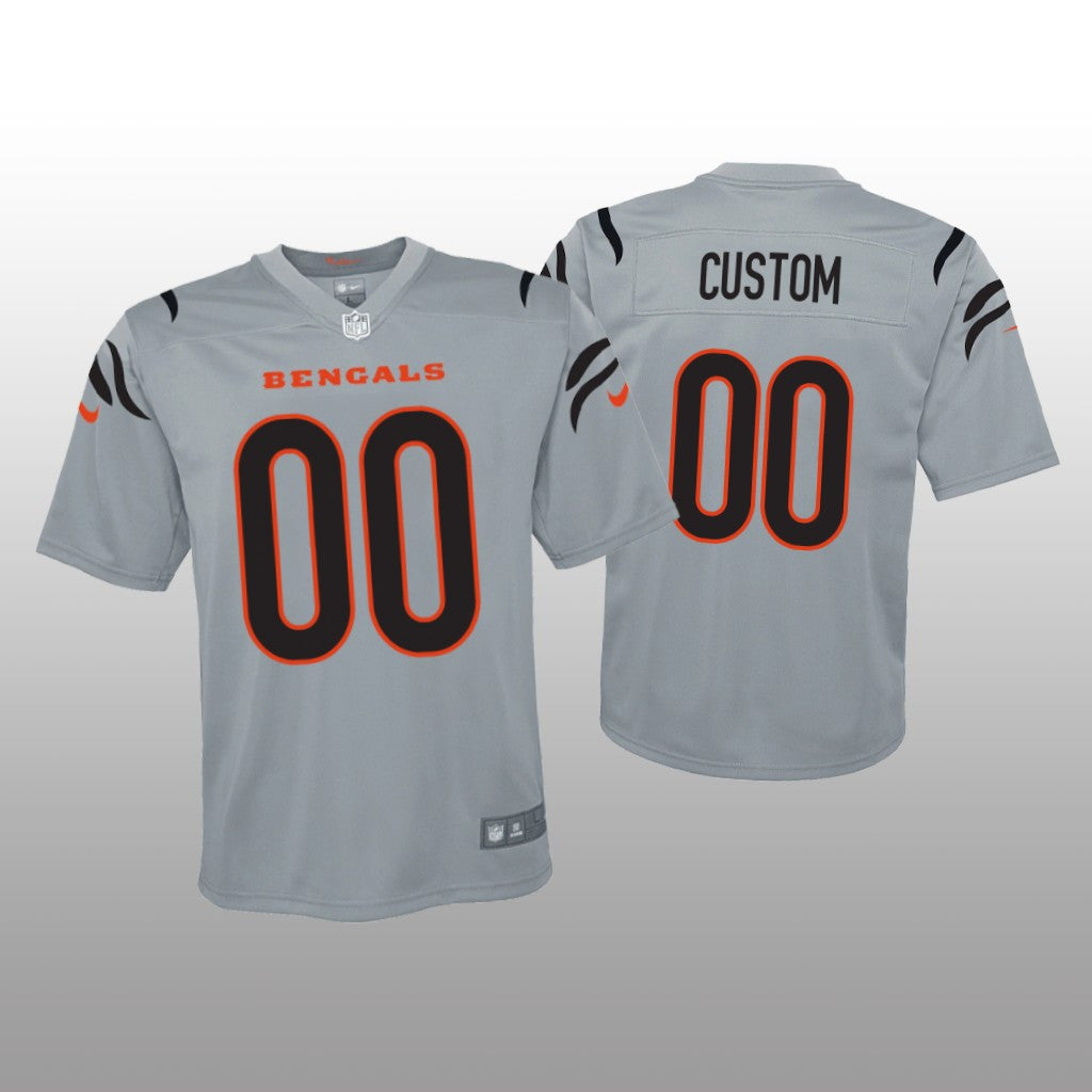 Cincinnati Bengals Custom Gray Jersey Inverted Game Youth