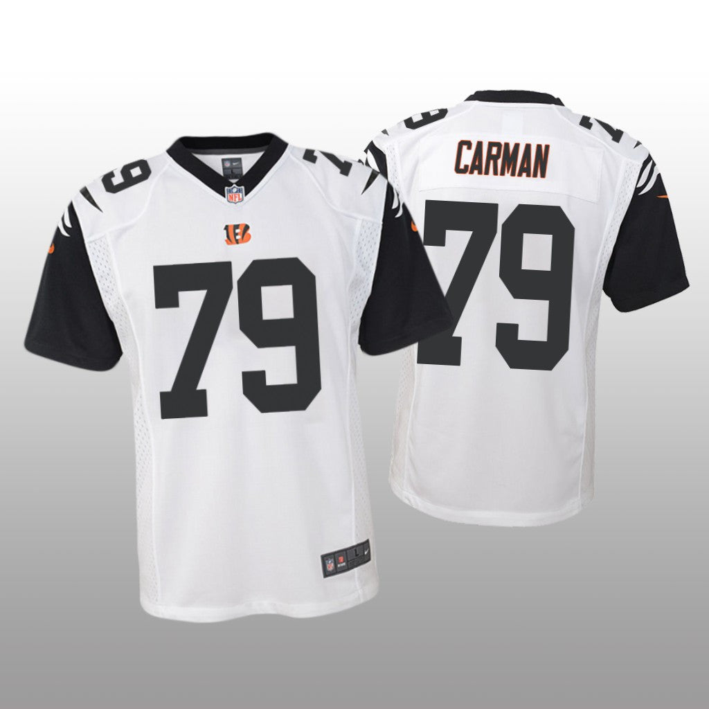 Cincinnati Bengals Jackson Carman White Jersey Color Rush Game Youth