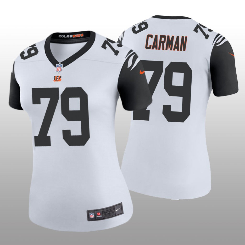 Cincinnati Bengals Jackson Carman White Jersey Color Rush Legend Women's