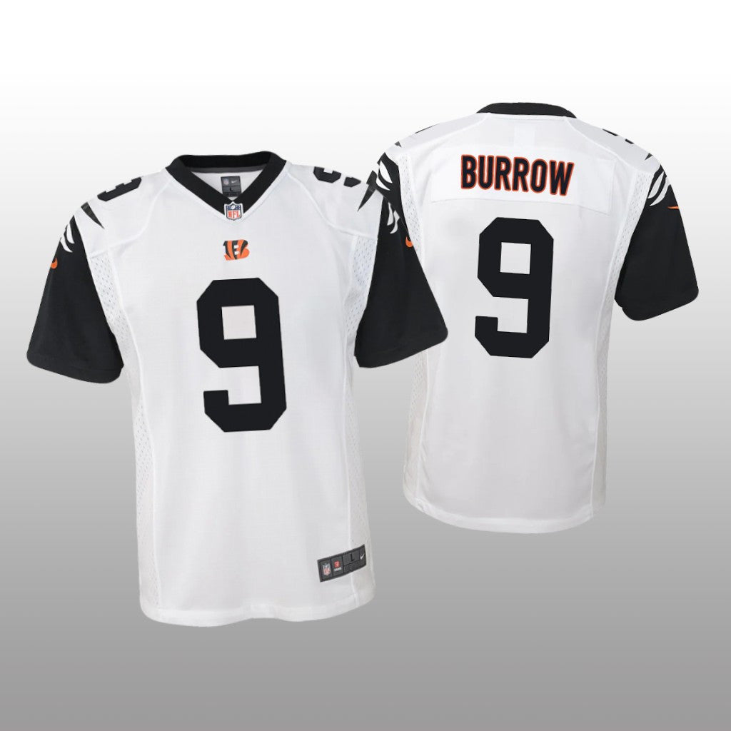 Cincinnati Bengals Joe Burrow White Jersey Game Youth