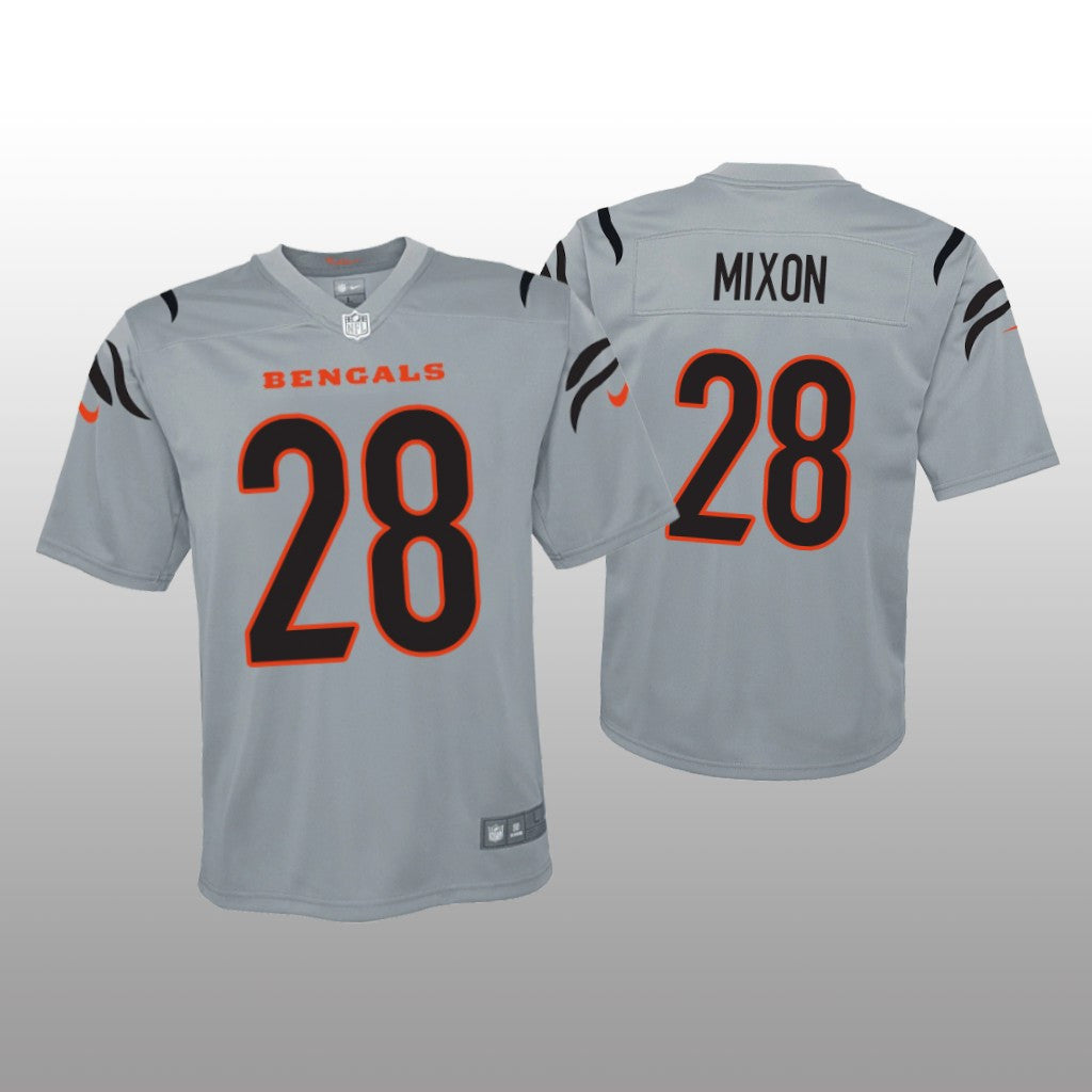 Cincinnati Bengals Joe Mixon Gray Jersey Inverted Game Youth