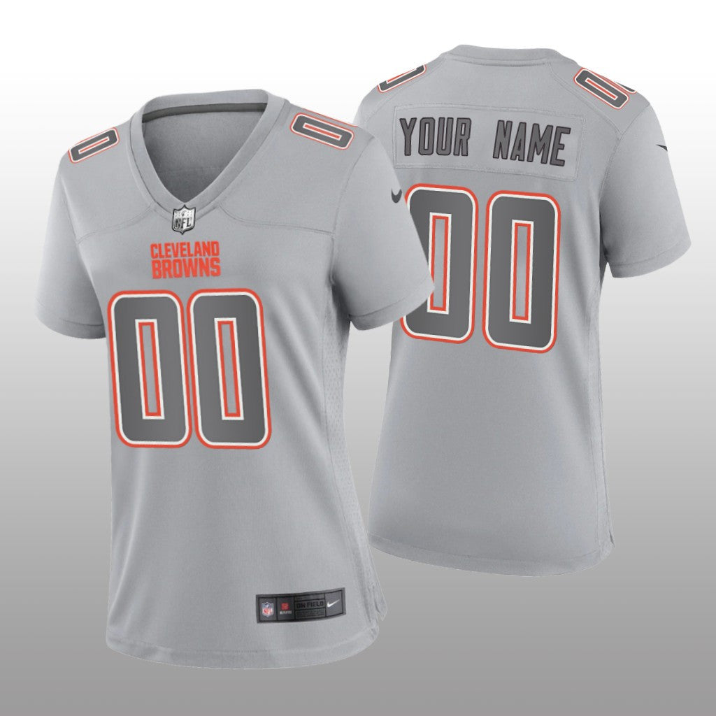 Cleveland Browns Custom Gray Jersey Atmosphere Fashion Game Women's