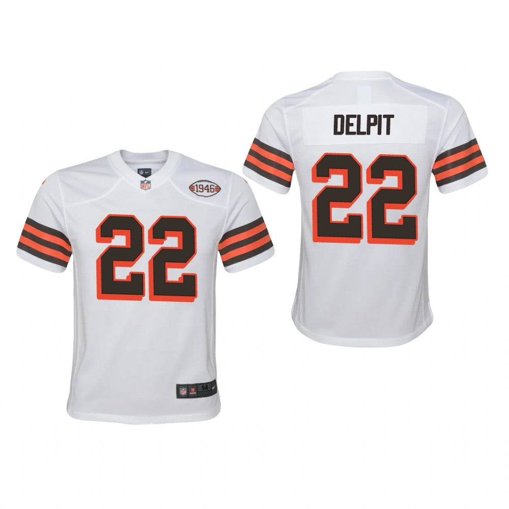 Cleveland Browns Grant Delpit White Jersey 1946 Collection Youth