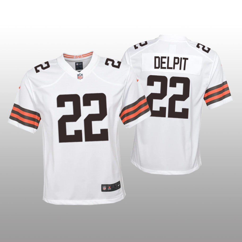 Cleveland Browns Grant Delpit White Jersey Game Youth
