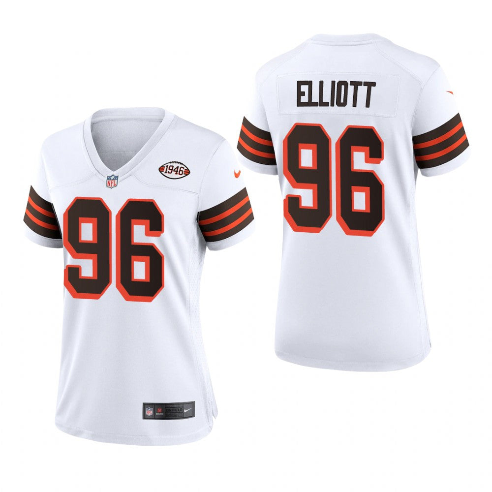 Cleveland Browns Jordan Elliott White Jersey 1946 Collection Women's