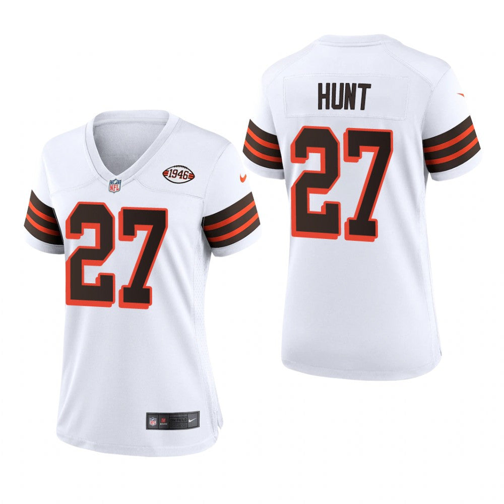 Cleveland Browns Kareem Hunt White Jersey 1946 Collection Women's