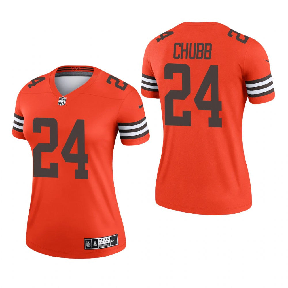 Cleveland Browns Nick Chubb Orange Jersey Inverted Legend Women's