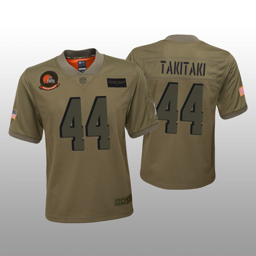 Cleveland Browns Sione Takitaki Camo Game Jersey Salute to Service Youth