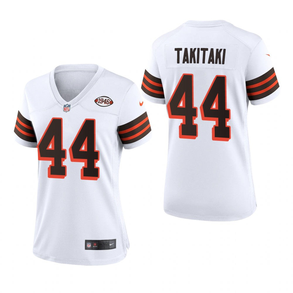 Cleveland Browns Sione Takitaki White Jersey 1946 Collection Women's