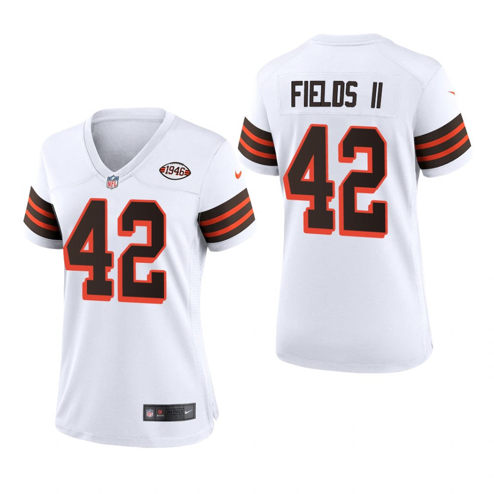 Cleveland Browns Tony Fields II White Jersey 1946 Collection Women's