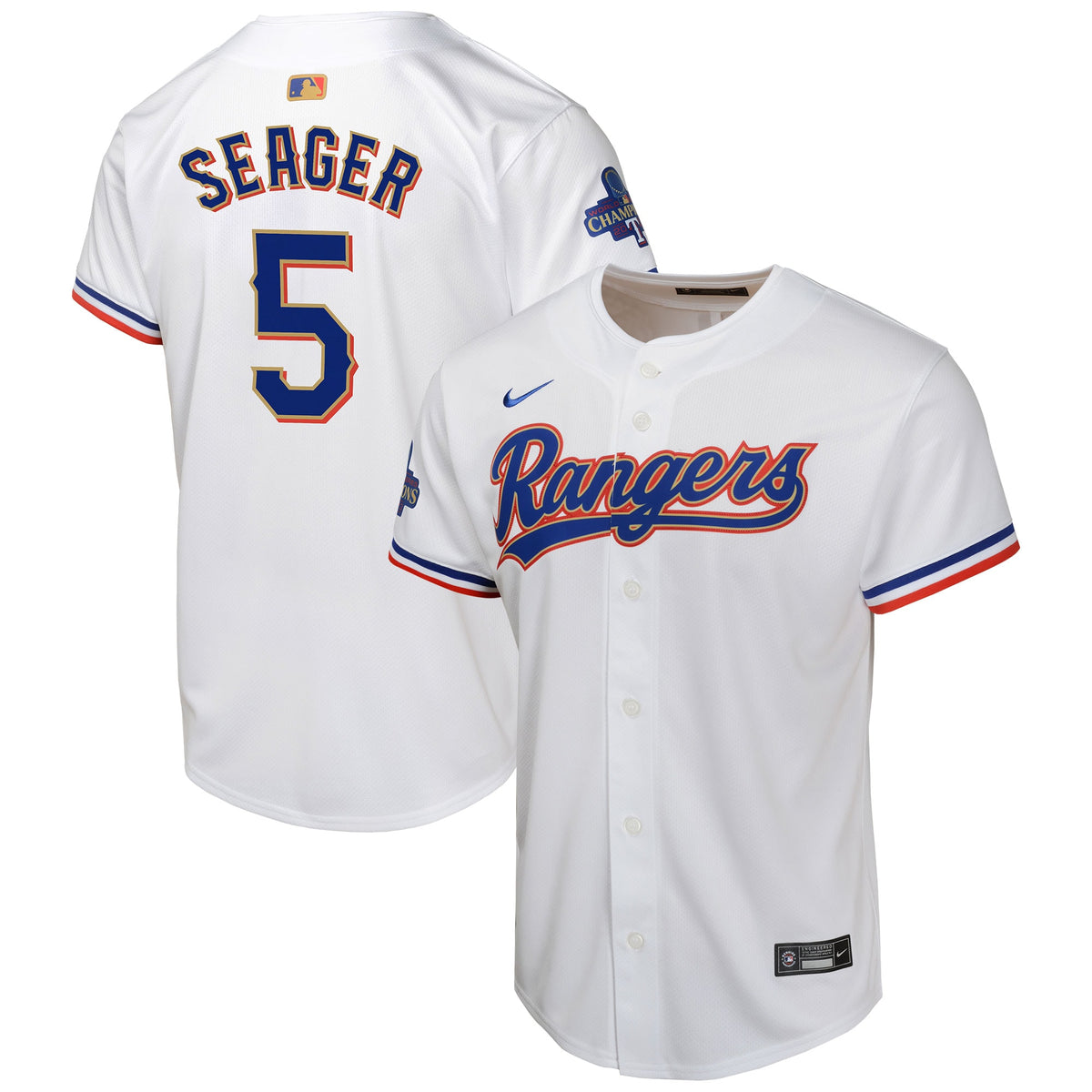 Corey Seager Texas Rangers Nike Youth 2024 Gold Collection Limited Player Jersey White