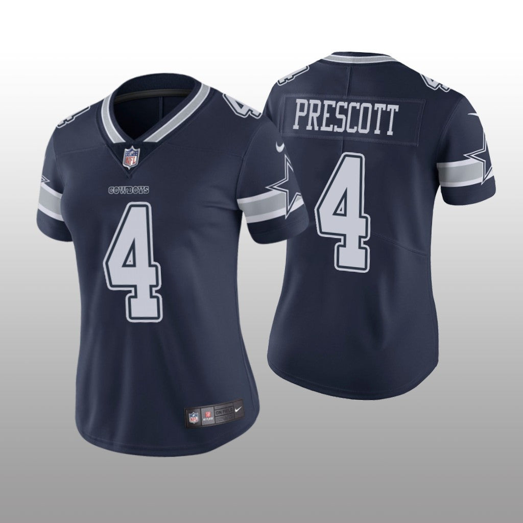 Dallas Cowboys #4 Navy Dak Prescott Game Jersey Women