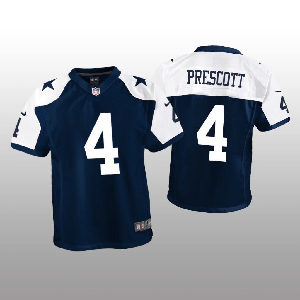 Dallas Cowboys Dak Prescott Navy Jersey Game Youth