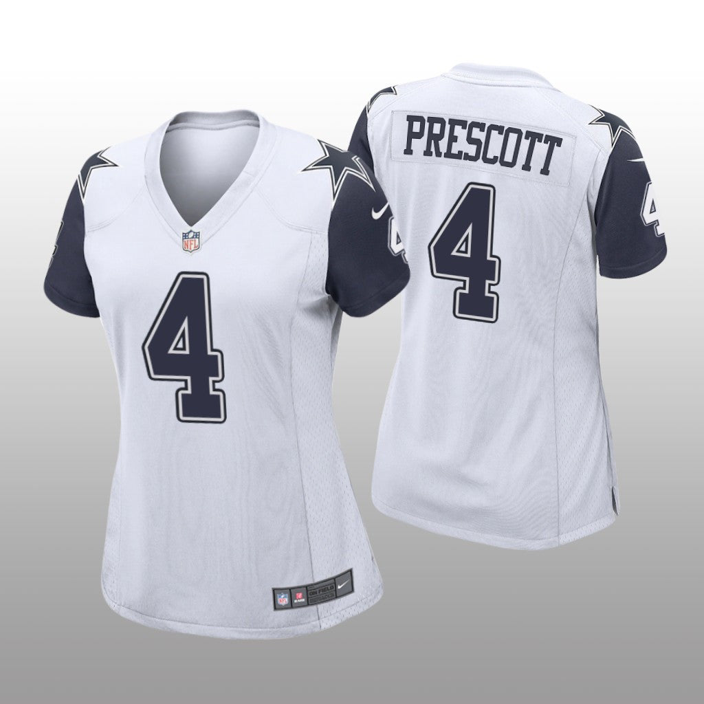 Dallas Cowboys Dak Prescott White Jersey Alternate Game Women's