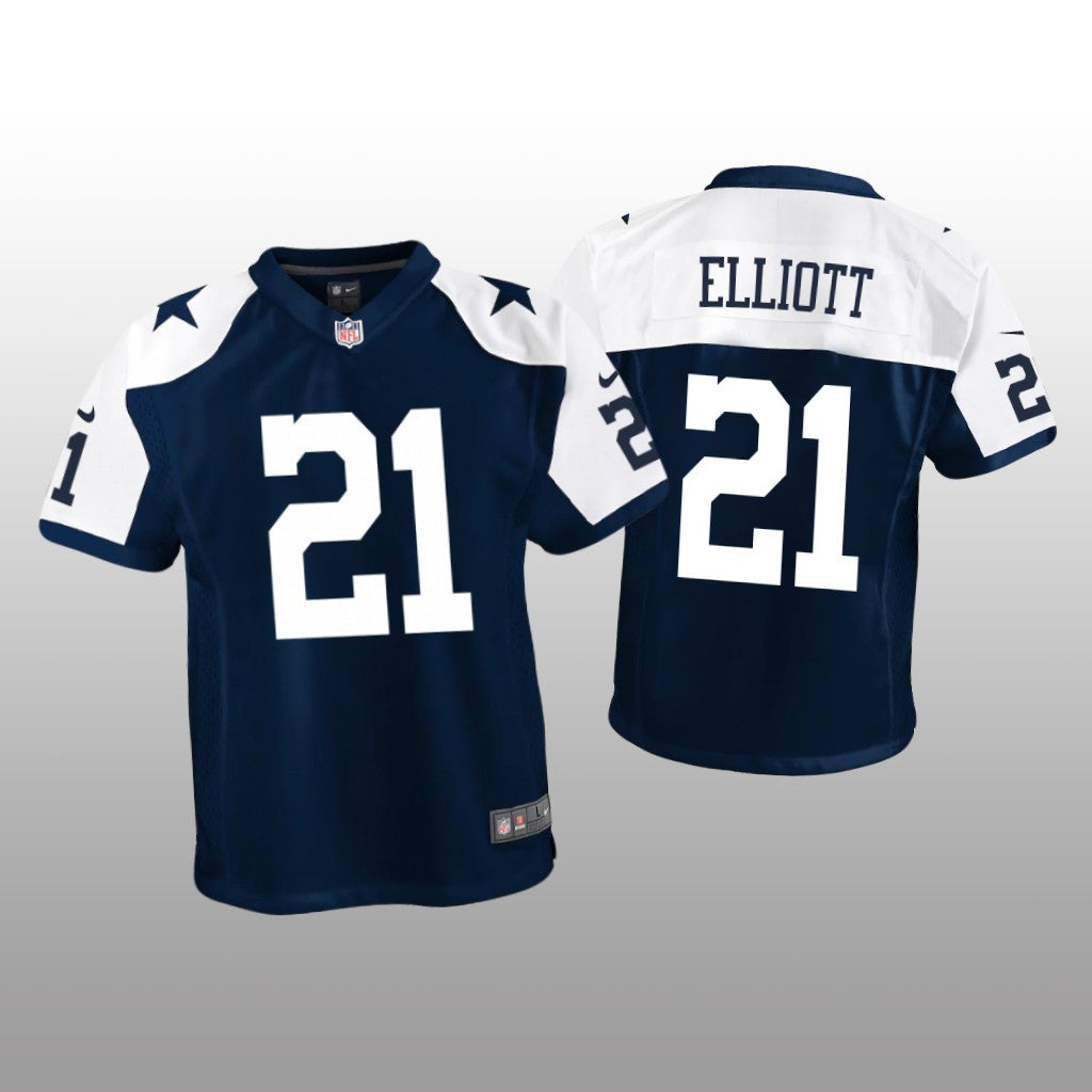 Dallas Cowboys Ezekiel Elliott Navy Jersey Alternate Game Youth