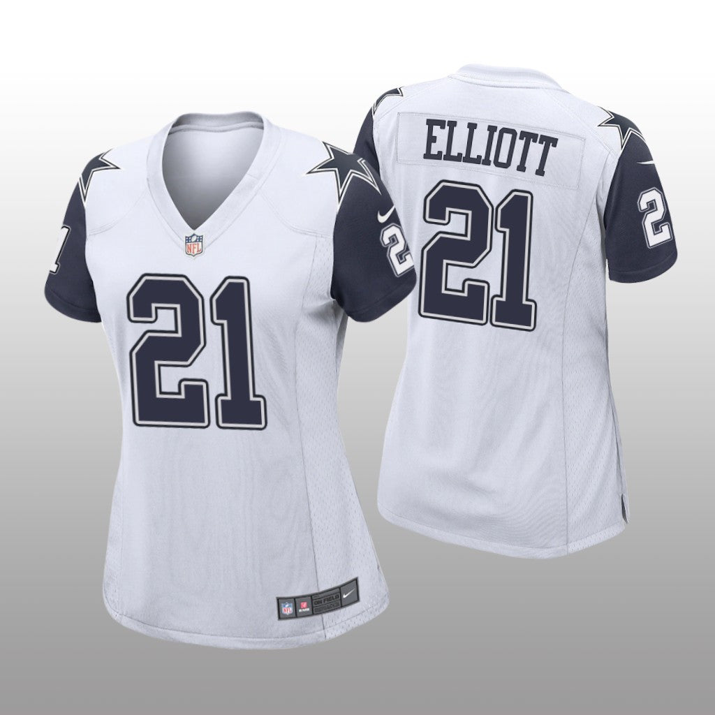 Dallas Cowboys Ezekiel Elliott White Jersey Alternate Game Women's
