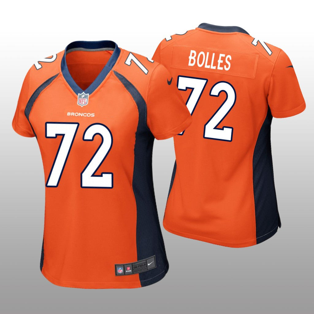 Denver Broncos #72 Orange Garett Bolles Game Jersey Women