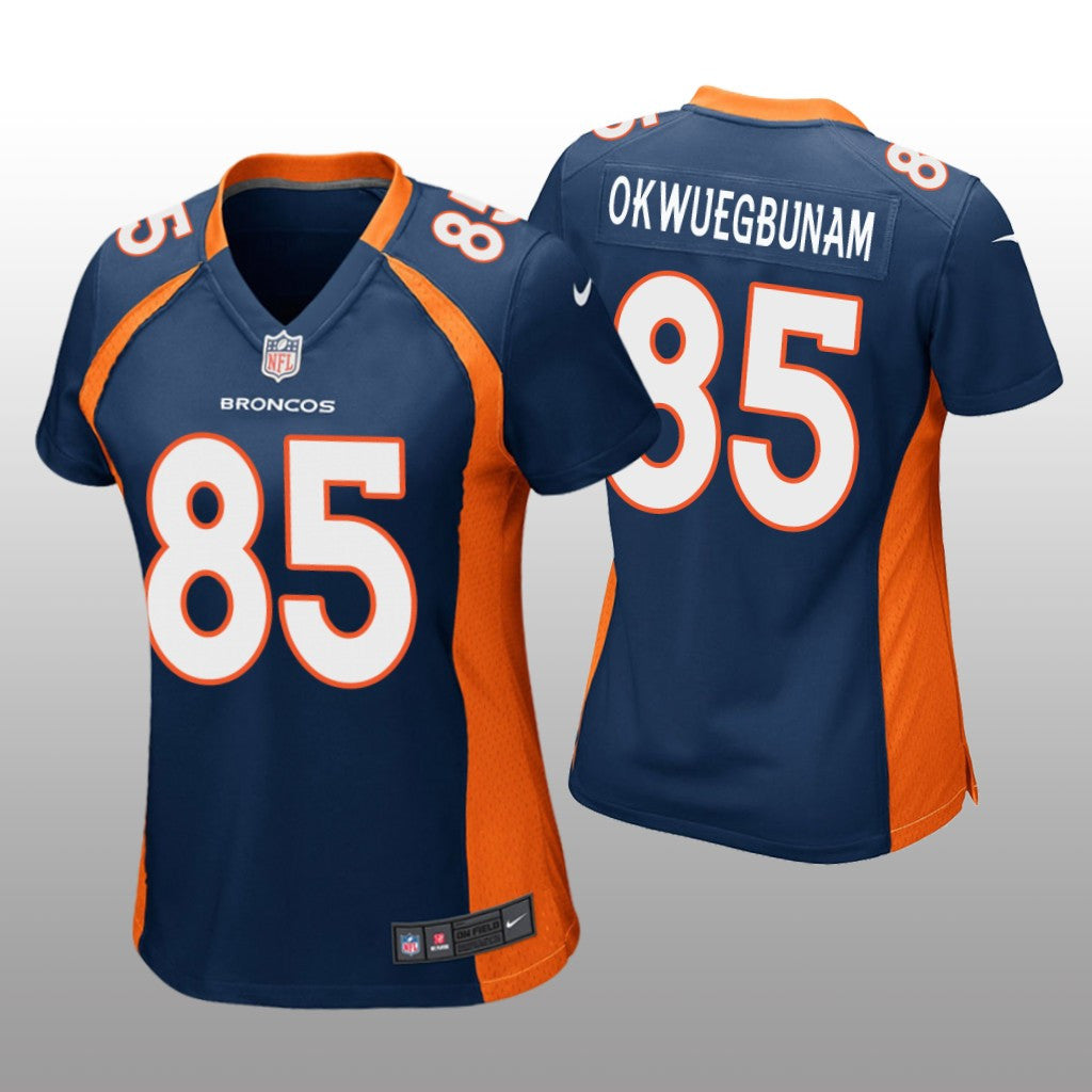 Denver Broncos Albert Okwuegbunam Navy Jersey Game Women's