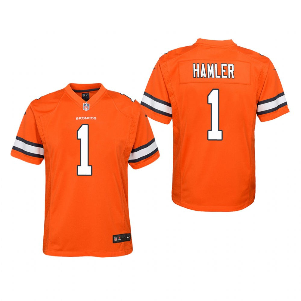Denver Broncos K.J. Hamler Orange Jersey Color Rush Game Youth