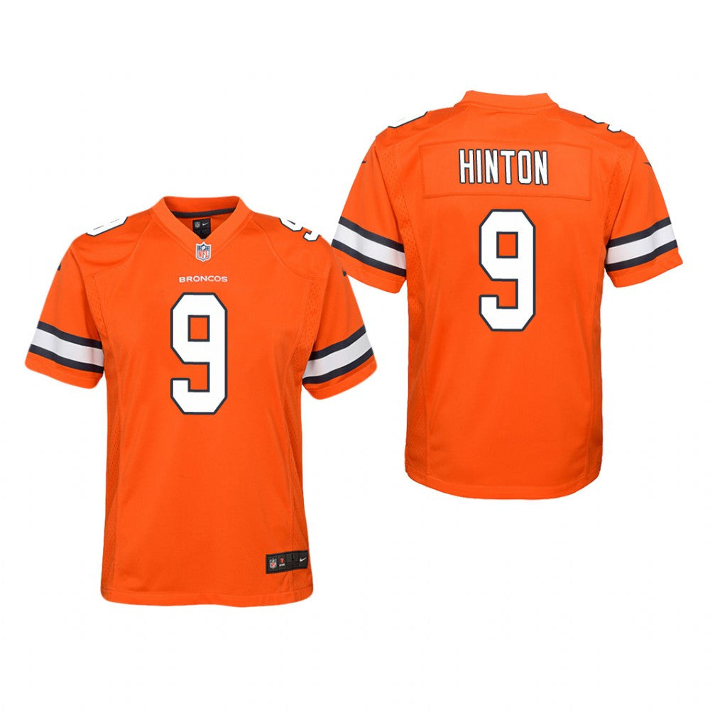 Denver Broncos Kendall Hinton Orange Jersey Color Rush Game Youth