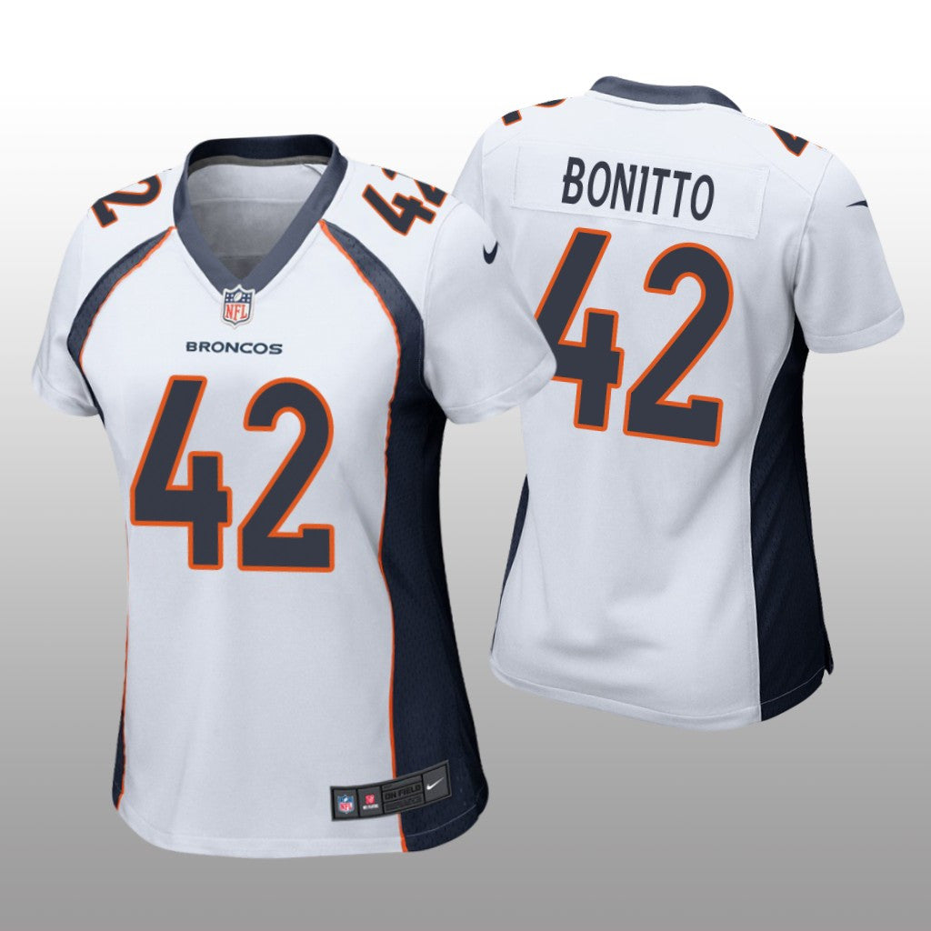 Denver Broncos Nik Bonitto White Jersey Game Women's