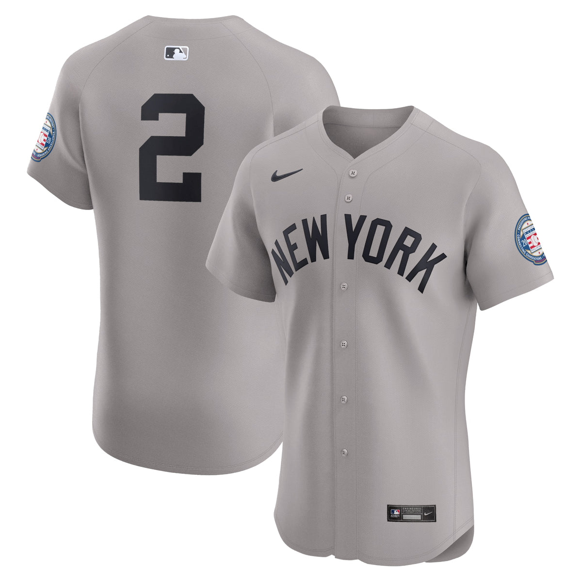 Derek Jeter New York Yankees Nike Road 2020 Hall of Fame Induction Patch Elite Player Jersey Gray