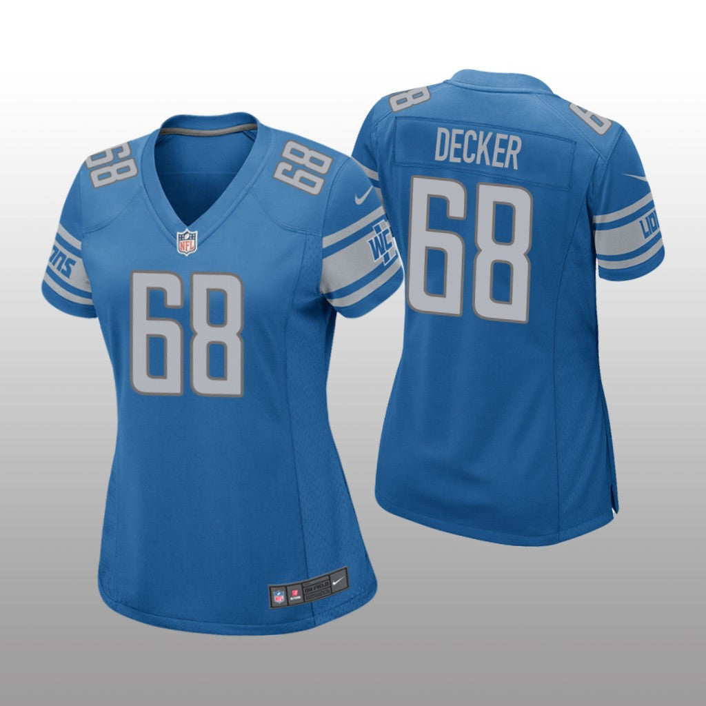 Detroit Lions #68 Blue Taylor Decker Game Jersey Women