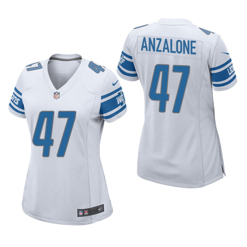 Detroit Lions Alex Anzalone White Jersey Game Women's