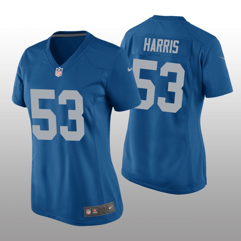 Detroit Lions Charles Harris Blue Jersey Throwback Game Women's