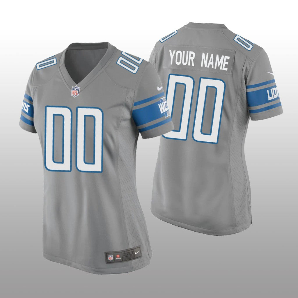 Detroit Lions Custom Silver Jersey Game Women's