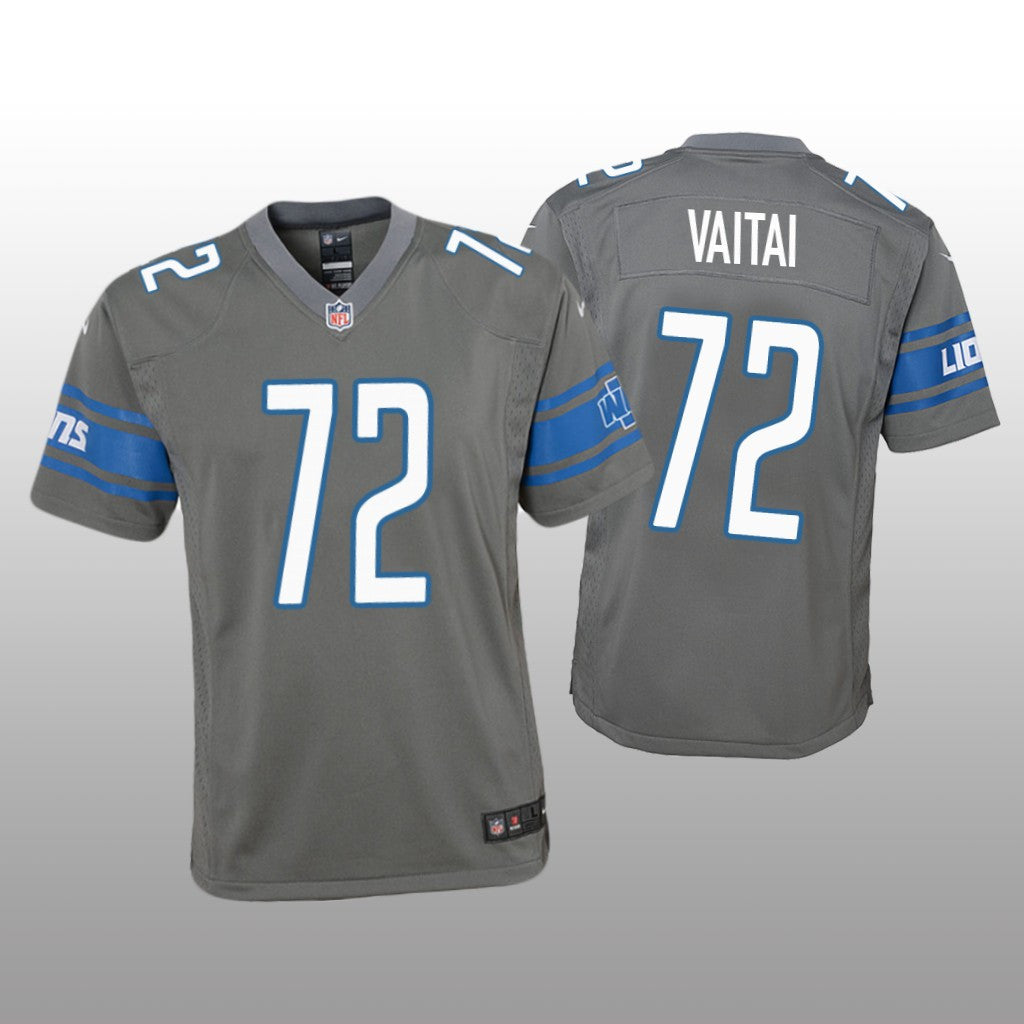Detroit Lions Halapoulivaati Vaitai Steel Jersey Color Rush Game Youth