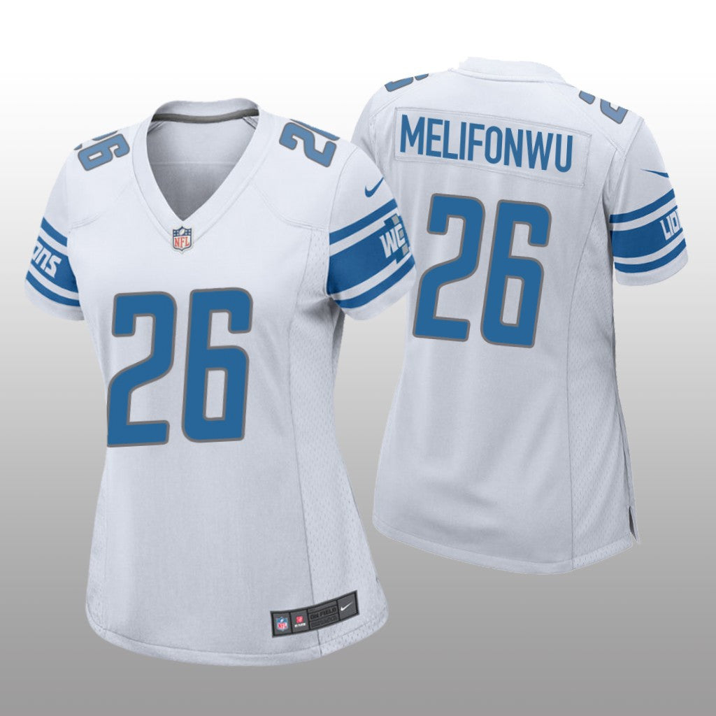 Detroit Lions Ifeatu Melifonwu White Jersey Game Women's