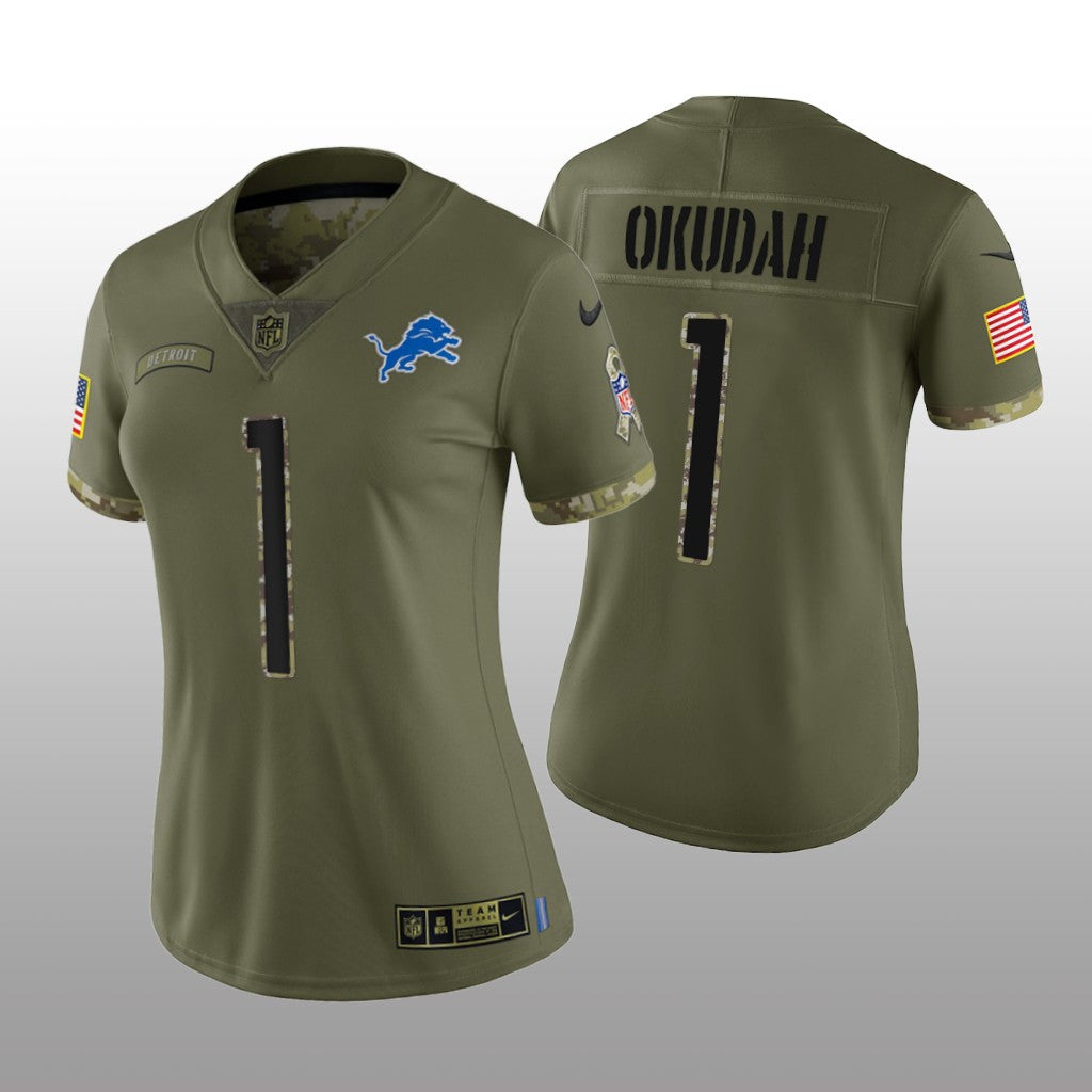 Detroit Lions Jeff Okudah Olive Limited Jersey Salute To Service Women's